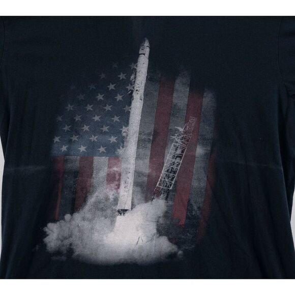 Space X American‎ Flag Falcon Rocket Launch Graphic T-Shirt Black Size XL - Picture 4 of 5